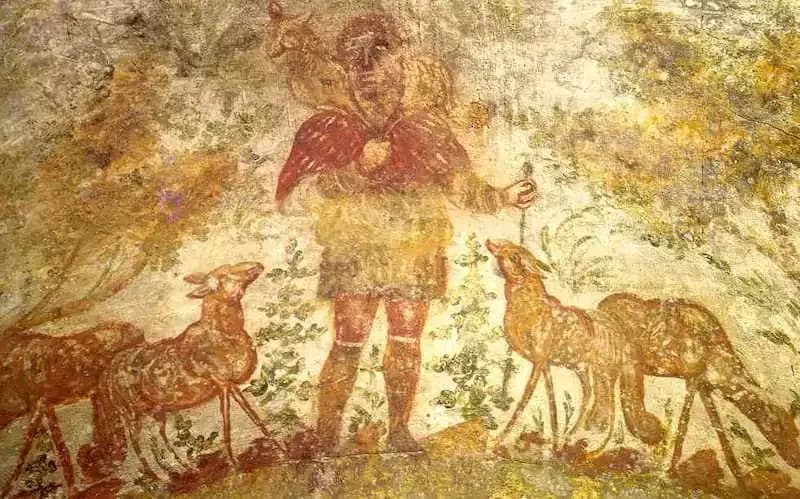 Fresco of the Good Shepherd in the Catacombs of Domitilla